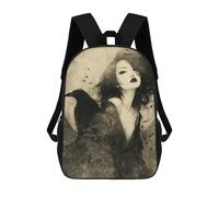 sinyumoney Mochila Infantil Impresa En 3D Mystical Asian Woman with Raven Mochila Escolar De Gran Capacidad Para Viajes Y Libros Para Niños De Primaria Y Secundaria 17inch