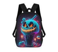 sinyumoney Mochila Infantil Impresa En 3D Neon Halloween Jack-o'-Lantern Cupcake Mochila Escolar De Gran Capacidad Para Viajes Y Libros Para Niños De Primaria Y Secundaria 17inch