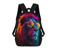sinyumoney Mochila Infantil Impresa En 3D Neon Lion Sunglasses Art -1 Mochila Escolar De Gran Capacidad Para Viajes Y Libros Para Niños De Primaria Y Secundaria 17inch