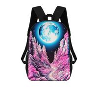 sinyumoney Mochila Infantil Impresa En 3D Neon Mountains Under A Full Moon Mochila Escolar Ligera De Viaje Mochila Escolar De Moda Para Niños Y Estudiantes 17inch