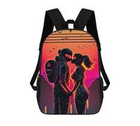 sinyumoney Mochila Infantil Impresa En 3D Neon Romance Sunset Mochila Escolar Ligera De Viaje Mochila Escolar De Moda Para Niños Y Estudiantes 17inch