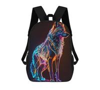 sinyumoney Mochila Infantil Impresa En 3D Neon Wolf Artwork Mochila Escolar Ligera De Viaje Mochila Escolar De Moda Para Niños Y Estudiantes 17inch