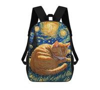 sinyumoney Mochila Infantil Impresa En 3D Orange Tabby Cat Sleeping in Starry Night Mochila Escolar De Gran Capacidad Para Viajes Y Libros Para Niños De Primaria Y Secundaria 17inch
