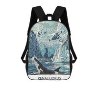 sinyumoney Mochila Infantil Impresa En 3D Orca in Kenai Fjords Mochilas De Día Mochila Para Libros Mochila De Moda Mochilas Informales Para Niños Y Niñas En Edad Escolar 17inch