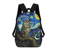 sinyumoney Mochila Infantil Impresa En 3D Owl in Starry Night Style Painting Mochila Escolar De Gran Capacidad Para Viajes Y Libros Para Niños De Primaria Y Secundaria 17inch