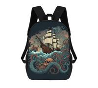 sinyumoney Mochila Infantil Impresa En 3D Pirate Ship Octopus Mochila Escolar Ligera De Viaje Mochila Escolar De Moda Para Niños Y Estudiantes 17inch