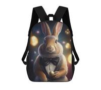 sinyumoney Mochila Infantil Impresa En 3D Rabbit in Tuxedo Holding Gold Egg Mochila Escolar De Gran Capacidad Para Viajes Y Libros Para Niños De Primaria Y Secundaria 17inch