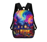 sinyumoney Mochila Infantil Impresa En 3D Rainbow House in Fantasy Forest Mochila Escolar Ligera De Viaje Mochila Escolar De Moda Para Niños Y Estudiantes 17inch
