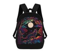 sinyumoney Mochila Infantil Impresa En 3D Rainbow Wolf Moonlit Forest Mochila Escolar De Gran Capacidad Para Viajes Y Libros Para Niños De Primaria Y Secundaria 17inch