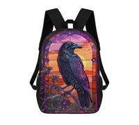 sinyumoney Mochila Infantil Impresa En 3D Raven Gothic Stained Glass Mochilas De Día Mochila Para Libros Mochila De Moda Mochilas Informales Para Niños Y Niñas En Edad Escolar 17inch
