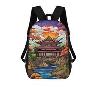 sinyumoney Mochila Infantil Impresa En 3D Retro Japanese Landscape Mochilas De Día Mochila Para Libros Mochila De Moda Mochilas Informales Para Niños Y Niñas En Edad Escolar 17inch