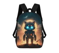 sinyumoney Mochila Infantil Impresa En 3D Robotic Cat in Futuristic Landscape Mochila Escolar De Gran Capacidad Para Viajes Y Libros Para Niños De Primaria Y Secundaria 17inch