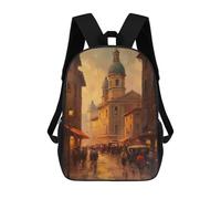 sinyumoney Mochila Infantil Impresa En 3D Rome Cityscape in Oil Mochila Escolar Ligera De Viaje Mochila Escolar De Moda Para Niños Y Estudiantes 17inch