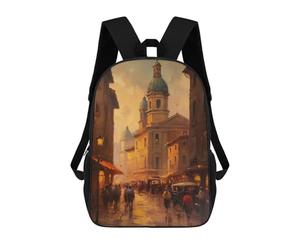 sinyumoney Mochila Infantil Impresa En 3D Rome Cityscape in Oil Mochila Escolar Ligera De Viaje Mochila Escolar De Moda Para Niños Y Estudiantes 17inch
