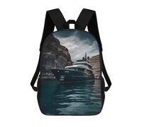 sinyumoney Mochila Infantil Impresa En 3D Santorini Yacht Mochila Escolar De Gran Capacidad Para Viajes Y Libros Para Niños De Primaria Y Secundaria 17inch