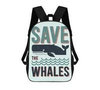 sinyumoney Mochila Infantil Impresa En 3D Save The Whales - Anti Whaling Mochila Escolar De Gran Capacidad Para Viajes Y Libros Para Niños De Primaria Y Secundaria 17inch