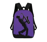 sinyumoney Mochila Infantil Impresa En 3D Saxophonist Silhouette - Purple Jazz Energy Mochilas De Día Mochila Para Libros Mochila De Moda Mochilas Informales Para Niños Y Niñas En Edad Escolar 17inch