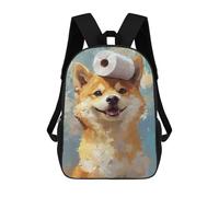 sinyumoney Mochila Infantil Impresa En 3D Shiba Inu with Toilet Paper Mochilas De Día Mochila Para Libros Mochila De Moda Mochilas Informales Para Niños Y Niñas En Edad Escolar 17inch