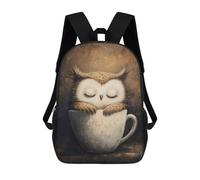sinyumoney Mochila Infantil Impresa En 3D Sleeping Owl in Coffee Cup Mochila Escolar Ligera De Viaje Mochila Escolar De Moda Para Niños Y Estudiantes 17inch