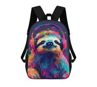 sinyumoney Mochila Infantil Impresa En 3D Sloth With Headphones Mochilas De Día Mochila Para Libros Mochila De Moda Mochilas Informales Para Niños Y Niñas En Edad Escolar 17inch