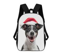 sinyumoney Mochila Infantil Impresa En 3D Smooth Fox Terrier Dog with Santa Hat Portrait Mochila Escolar Ligera De Viaje Mochila Escolar De Moda Para Niños Y Estudiantes 17inch