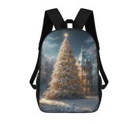 sinyumoney Mochila Infantil Impresa En 3D Snowy Christmas Tree & Mansion Mochila Escolar Ligera De Viaje Mochila Escolar De Moda Para Niños Y Estudiantes 17inch