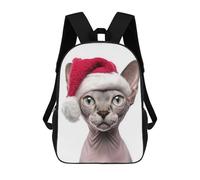sinyumoney Mochila Infantil Impresa En 3D Sphynx Cat Christmas Portrait Mochila Escolar De Gran Capacidad Para Viajes Y Libros Para Niños De Primaria Y Secundaria 17inch