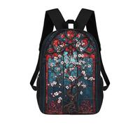 sinyumoney Mochila Infantil Impresa En 3D Stained Glass Cherry Blossom Mochila Escolar De Gran Capacidad Para Viajes Y Libros Para Niños De Primaria Y Secundaria 17inch