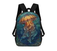 sinyumoney Mochila Infantil Impresa En 3D Stained Glass Jellyfish in Ocean Mochila Escolar Ligera De Viaje Mochila Escolar De Moda Para Niños Y Estudiantes 17inch
