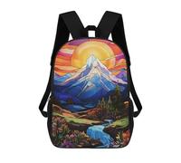 sinyumoney Mochila Infantil Impresa En 3D Stained Glass Mountain Landscape Mochila Escolar De Gran Capacidad Para Viajes Y Libros Para Niños De Primaria Y Secundaria 17inch