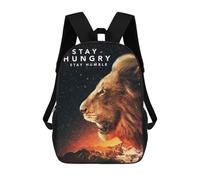 sinyumoney Mochila Infantil Impresa En 3D Stay Hungry Mochila Escolar De Gran Capacidad Para Viajes Y Libros Para Niños De Primaria Y Secundaria 17inch