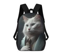 sinyumoney Mochila Infantil Impresa En 3D Stylish Cat in Suit Mochila Escolar De Gran Capacidad Para Viajes Y Libros Para Niños De Primaria Y Secundaria 17inch