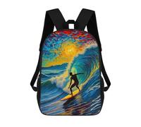 sinyumoney Mochila Infantil Impresa En 3D Surfer in Sunset Wave Starry Night Mochila Escolar De Gran Capacidad Para Viajes Y Libros Para Niños De Primaria Y Secundaria 17inch