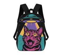 sinyumoney Mochila Infantil Impresa En 3D Surprised Cat Ufo Mochilas De Día Mochila Para Libros Mochila De Moda Mochilas Informales Para Niños Y Niñas En Edad Escolar 17inch