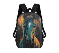 sinyumoney Mochila Infantil Impresa En 3D Teal Horse Portrait Mochila Escolar De Gran Capacidad Para Viajes Y Libros Para Niños De Primaria Y Secundaria 17inch