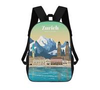 sinyumoney Mochila Infantil Impresa En 3D Travel to Zurich Mochilas De Día Mochila Para Libros Mochila De Moda Mochilas Informales Para Niños Y Niñas En Edad Escolar 17inch