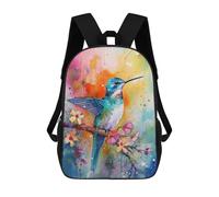 sinyumoney Mochila Infantil Impresa En 3D Watercolor Humming Bird Mochila Escolar De Gran Capacidad Para Viajes Y Libros Para Niños De Primaria Y Secundaria 17inch