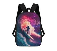 sinyumoney Mochila Infantil Impresa En 3D Wave Surfing Astronaut Mochila Escolar De Gran Capacidad Para Viajes Y Libros Para Niños De Primaria Y Secundaria 17inch
