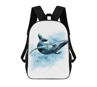 sinyumoney Mochila Infantil Impresa En 3D Whale Fish in Watercolor Mochila Escolar De Gran Capacidad Para Viajes Y Libros Para Niños De Primaria Y Secundaria 17inch