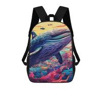 sinyumoney Mochila Infantil Impresa En 3D Whale in Vibrant Ocean Mochila Escolar Ligera De Viaje Mochila Escolar De Moda Para Niños Y Estudiantes 17inch