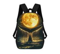 sinyumoney Mochila Infantil Impresa En 3D Whale Tail And Full Moon Mochilas De Día Mochila Para Libros Mochila De Moda Mochilas Informales Para Niños Y Niñas En Edad Escolar 17inch