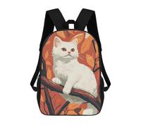 sinyumoney Mochila Infantil Impresa En 3D White Cat in Autumn Leaves Mochila Escolar De Gran Capacidad Para Viajes Y Libros Para Niños De Primaria Y Secundaria 17inch