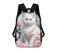 sinyumoney Mochila Infantil Impresa En 3D White Cat Mochila Escolar De Gran Capacidad Para Viajes Y Libros Para Niños De Primaria Y Secundaria 17inch