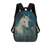 sinyumoney Mochila Infantil Impresa En 3D White Horse in Meadow Mochila Escolar De Gran Capacidad Para Viajes Y Libros Para Niños De Primaria Y Secundaria 17inch