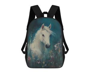 sinyumoney Mochila Infantil Impresa En 3D White Horse in Meadow Mochila Escolar De Gran Capacidad Para Viajes Y Libros Para Niños De Primaria Y Secundaria 17inch