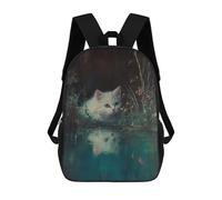 sinyumoney Mochila Infantil Impresa En 3D White Kitten by The Pond Mochila Escolar De Gran Capacidad Para Viajes Y Libros Para Niños De Primaria Y Secundaria 17inch