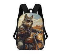 sinyumoney Mochila Infantil Impresa En 3D Wolf Biker in Desert Landscape Mochila Escolar De Gran Capacidad Para Viajes Y Libros Para Niños De Primaria Y Secundaria 17inch