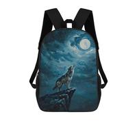 sinyumoney Mochila Infantil Impresa En 3D Wolf Howling at The Moon Mochila Escolar De Gran Capacidad Para Viajes Y Libros Para Niños De Primaria Y Secundaria 17inch