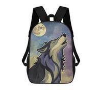 sinyumoney Mochila Infantil Impresa En 3D Wolf Howling at The Moon Mochila Escolar Ligera De Viaje Mochila Escolar De Moda Para Niños Y Estudiantes 17inch