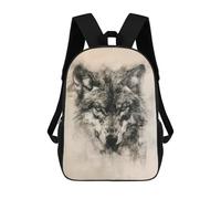 sinyumoney Mochila Infantil Impresa En 3D Wolf in Charcoal Portrait Mochila Escolar Ligera De Viaje Mochila Escolar De Moda Para Niños Y Estudiantes 17inch